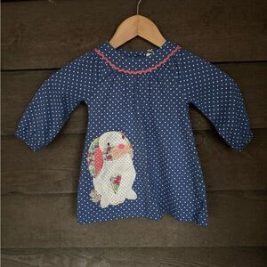Baby Boden polkadot bunny appliqué dress - sz 6-12 mo